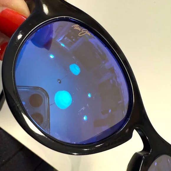 Maui Jim Leia Gloss Black Blue Hawaii Polarized Sunglasses - MJ708 02 - Picture 10 of 10